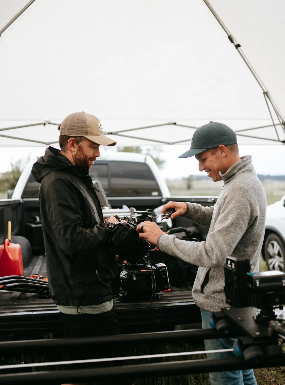 Jared Henderson on location with camera gear