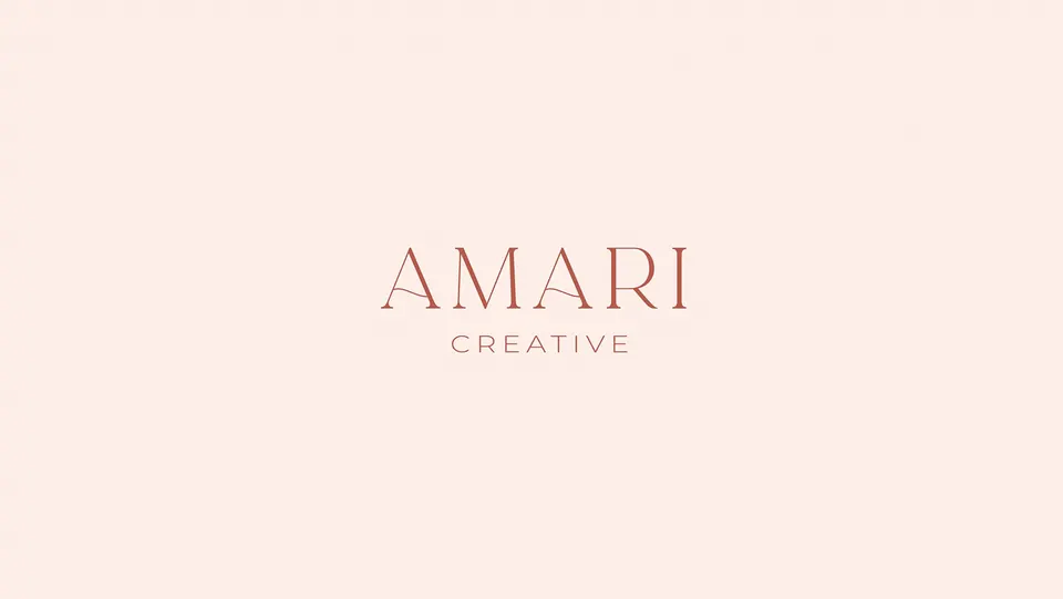 Amari Creative logo on a blush background